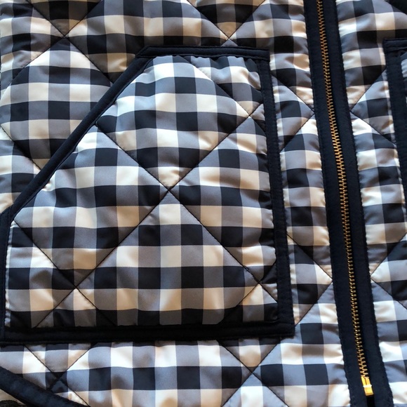 J. Crew Navy White Gingham Quilted Vest Size XS - Picture 4 of 4